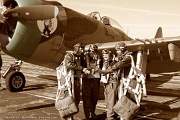 Reenactors in front of the P-47 Thunderbolt