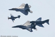 USAF Heritage Flight: F/A-22 Raptor, F-15E Strike Eagle, P-51 Mustang and QF-4 Phantom II.