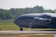 C-17A Globemaster thrust reverse creates mini-tornado...